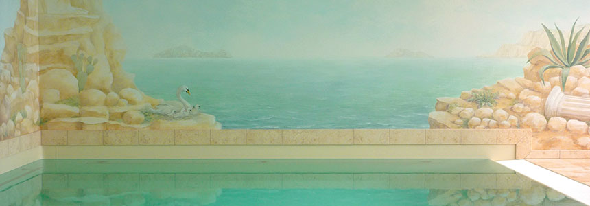 Wandmalerei in privatem Schwimmbad